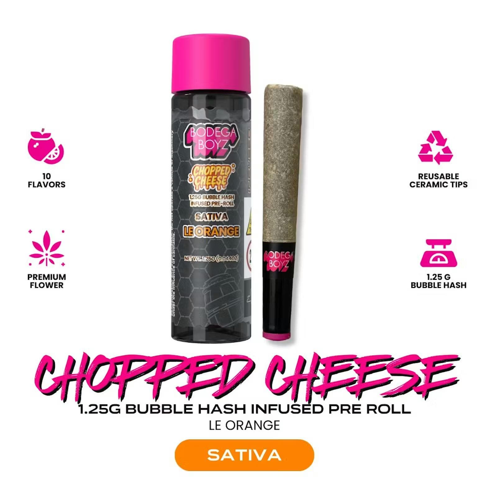 Bodega Boyz | Le Orange | 1.25g Chopped Cheese Bubble Hash Infused Pre-Roll (Sativa)